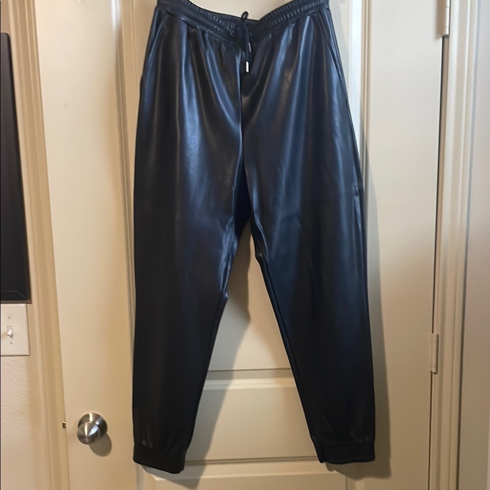 Faux Leather Black Jogger Pants From Anthropologie